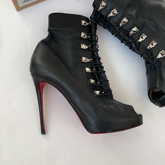 Christian Louboutin Black leather Frenchissima 2020 Alta 120 ankle bootie EU 38 - Picture 3 of 16